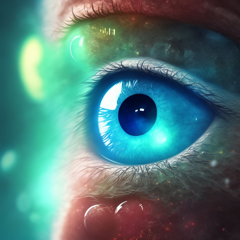 Ring corneal ulcer, left eye digital illustration