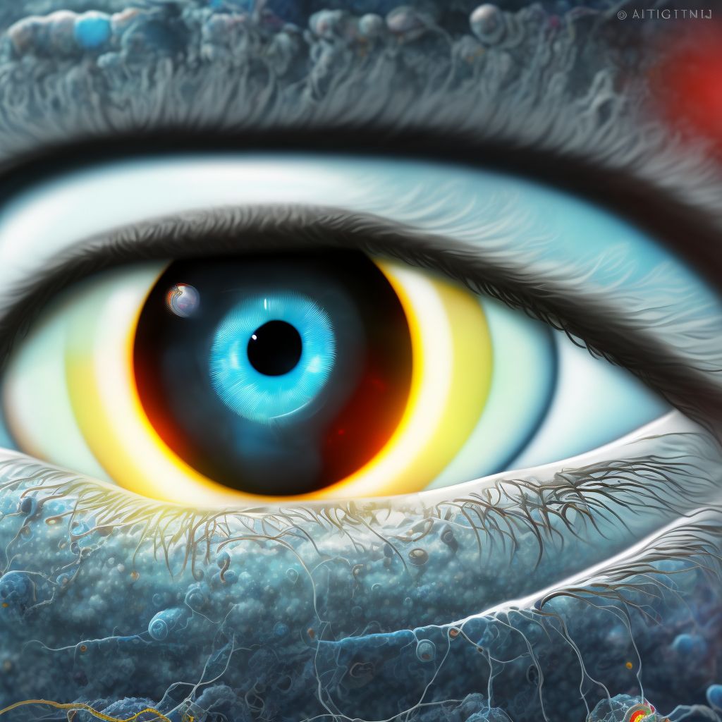 Corneal ulcer with hypopyon, right eye digital illustration