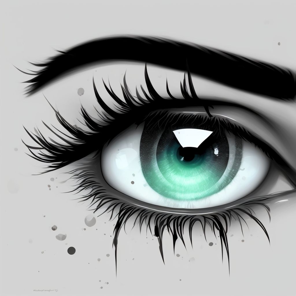 Exposure keratoconjunctivitis, right eye digital illustration