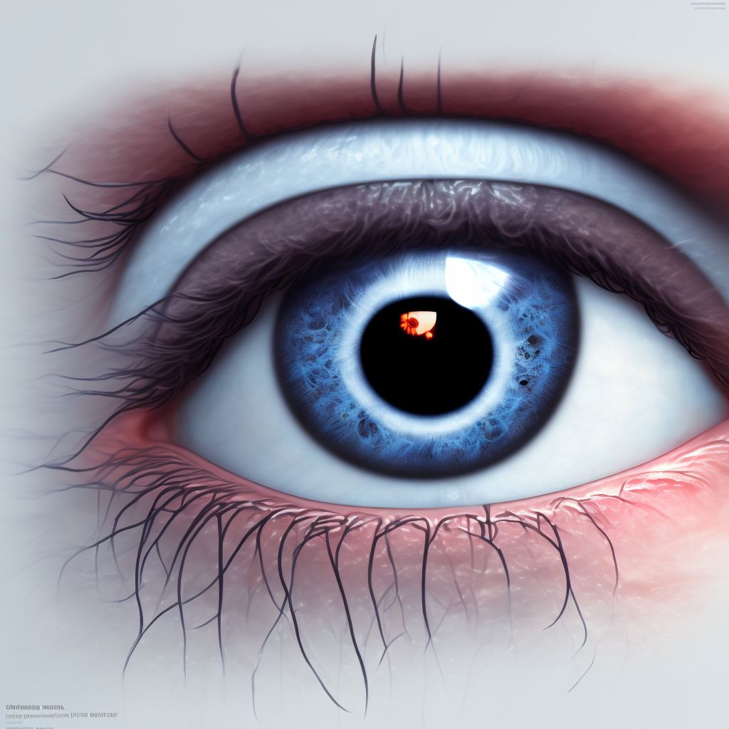 Ophthalmia nodosa, right eye digital illustration