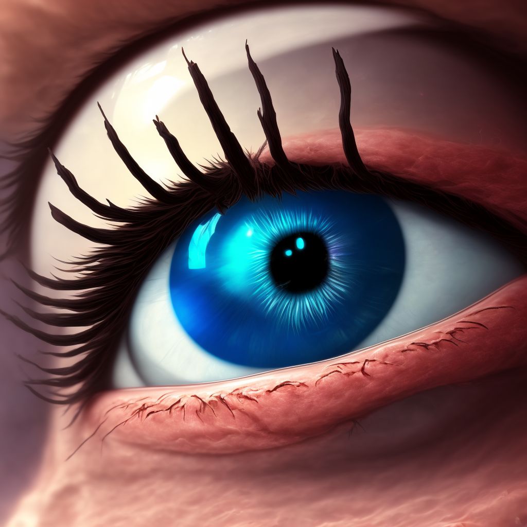 Localized vascularization of cornea, right eye digital illustration