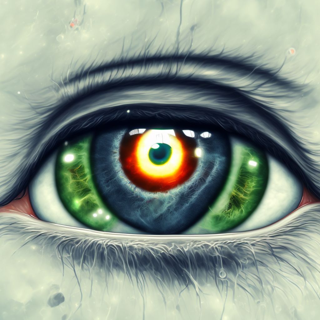 Unspecified corneal deposit, right eye digital illustration