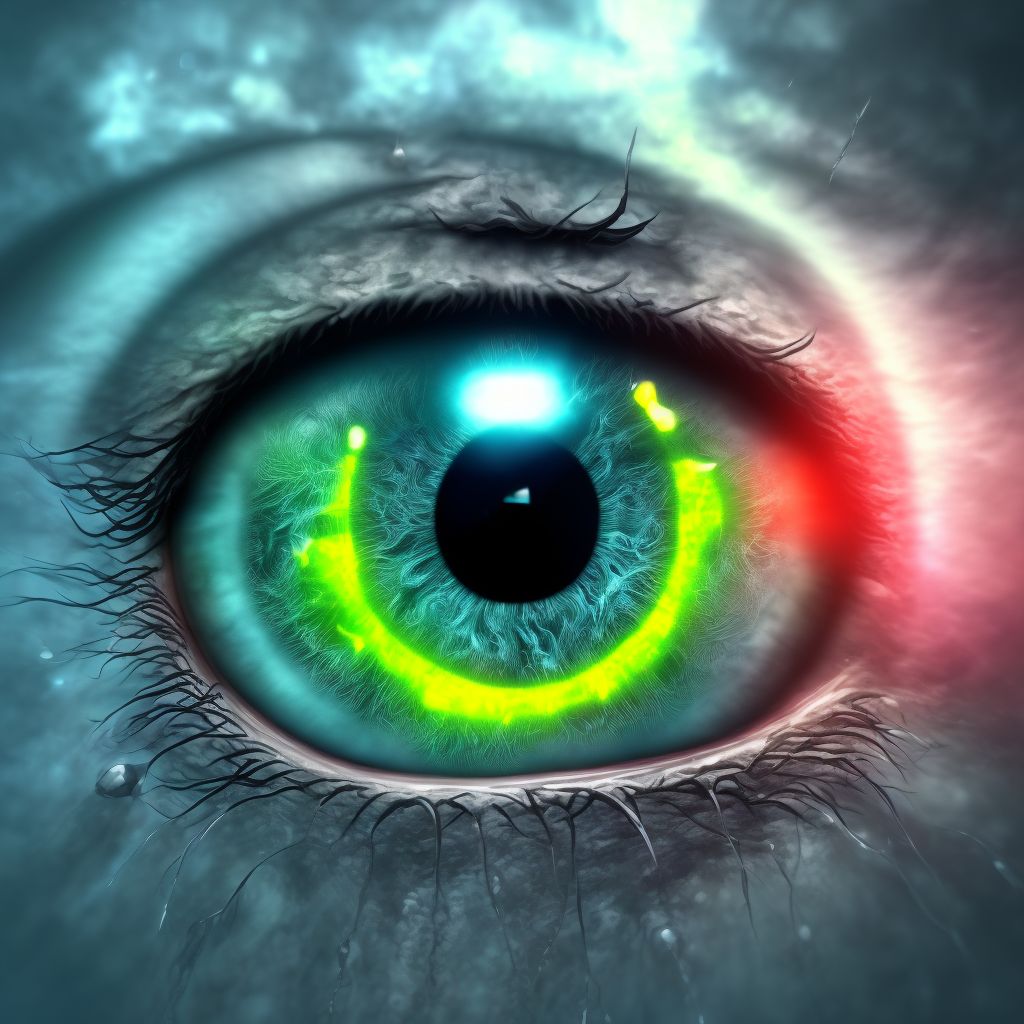 Anterior corneal pigmentations, right eye digital illustration