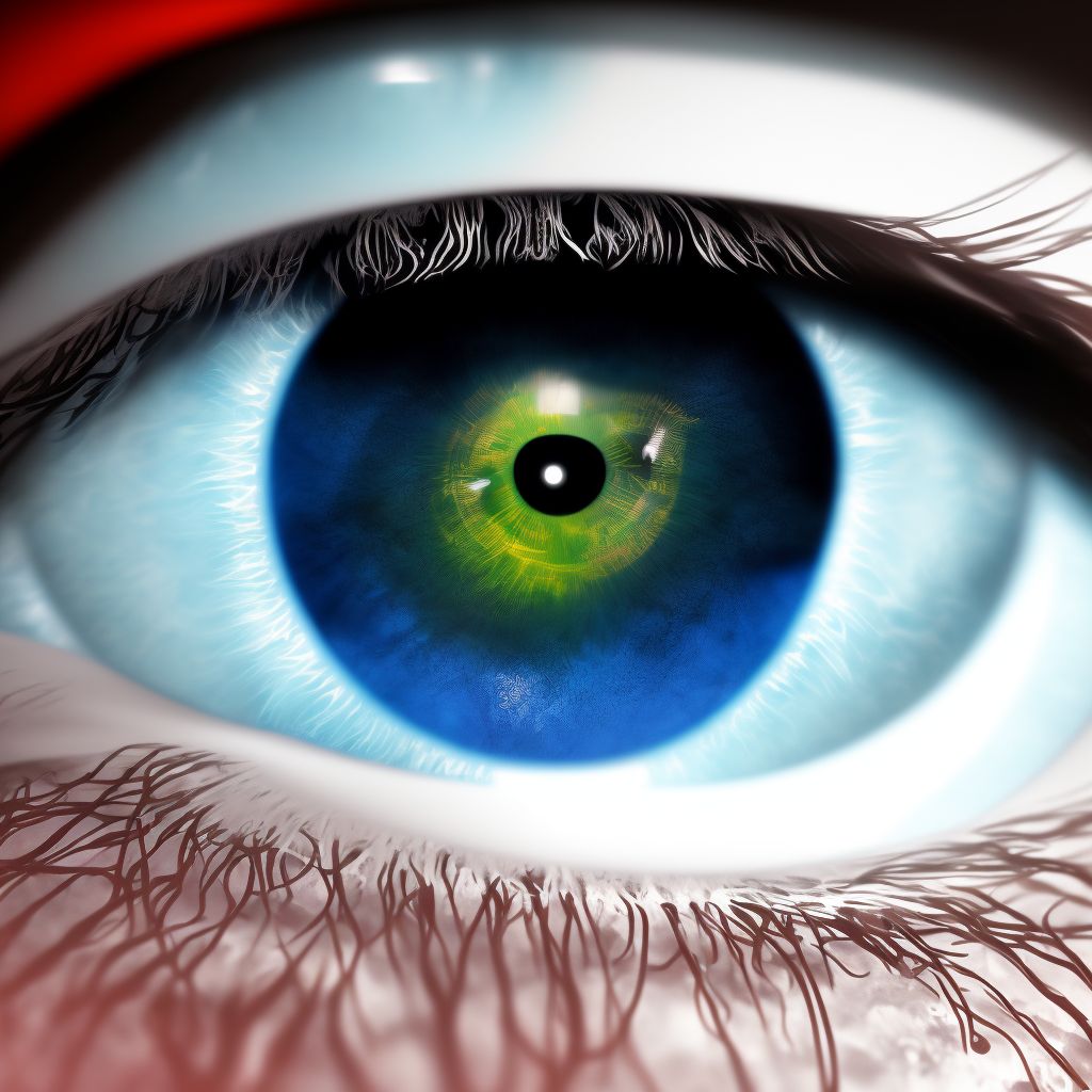 Corneal edema secondary to contact lens, right eye digital illustration