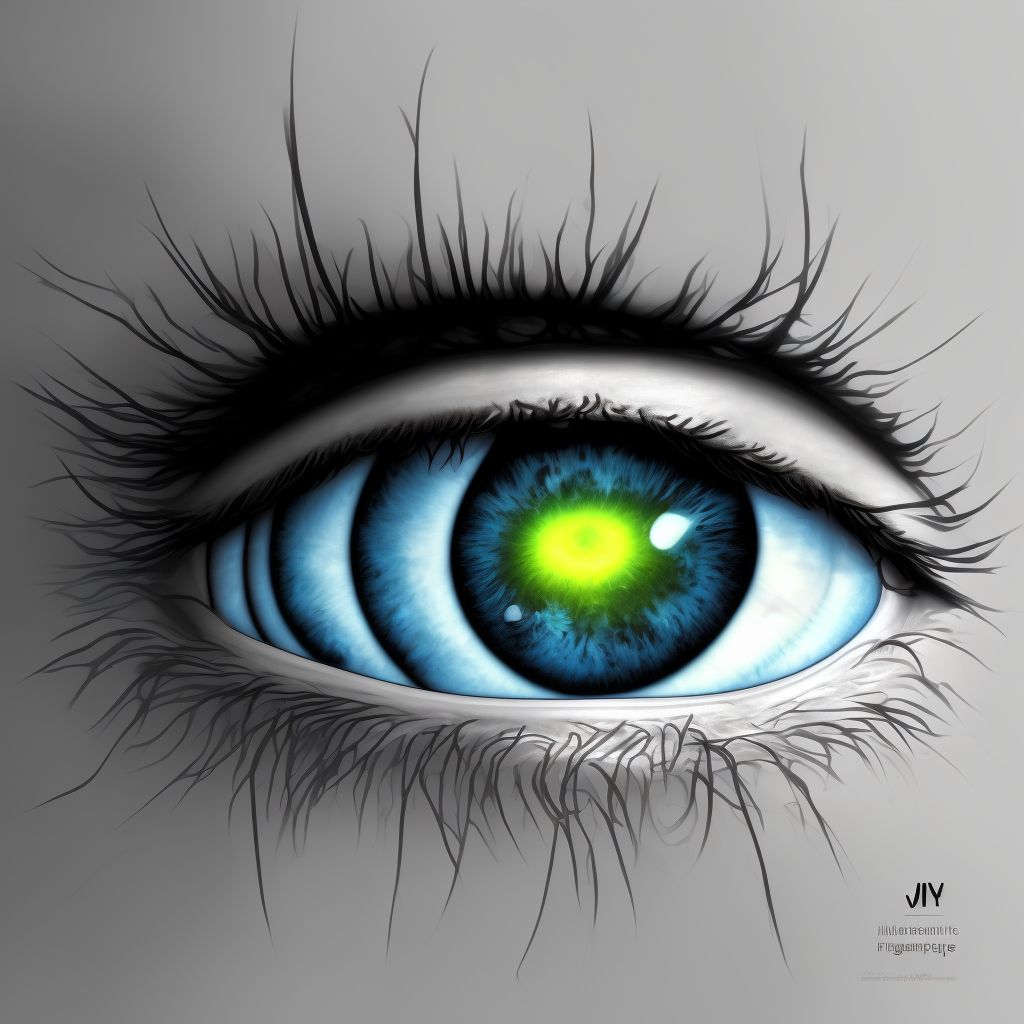 Idiopathic corneal edema, right eye digital illustration