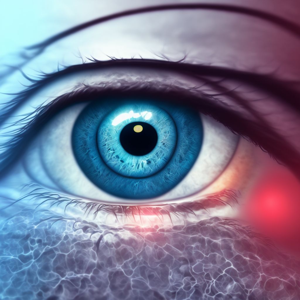 Idiopathic corneal edema, left eye digital illustration