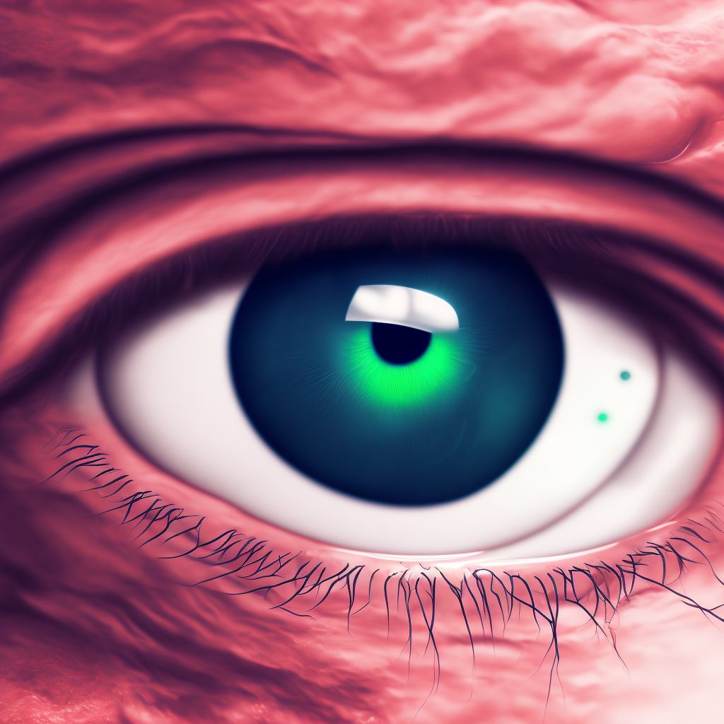 Secondary corneal edema, left eye digital illustration