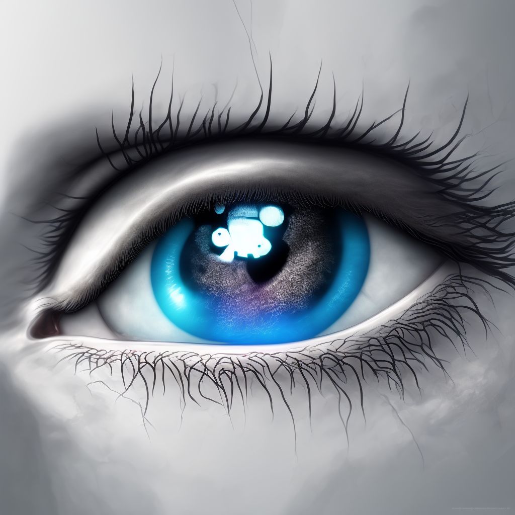 Epithelial (juvenile) corneal dystrophy, right eye digital illustration