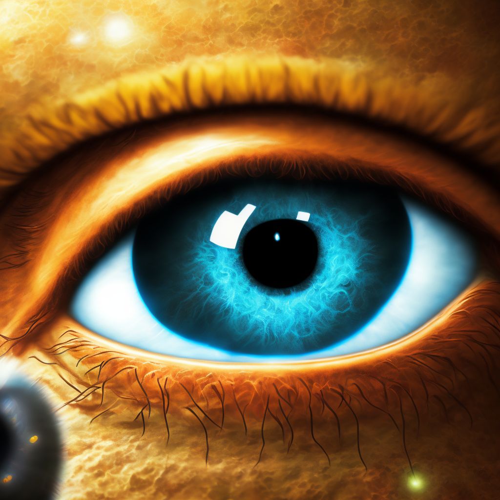 Corneal ectasia, right eye digital illustration