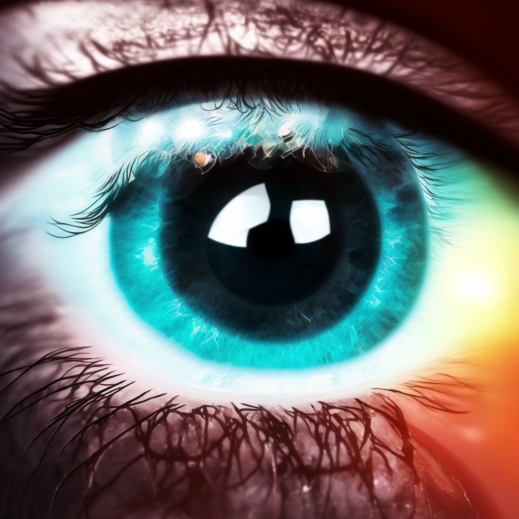 Corneal disorder due to contact lens, right eye digital illustration