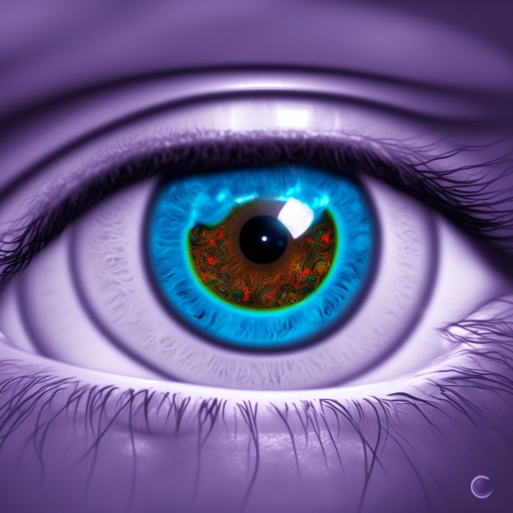 Corneal disorder due to contact lens, left eye digital illustration