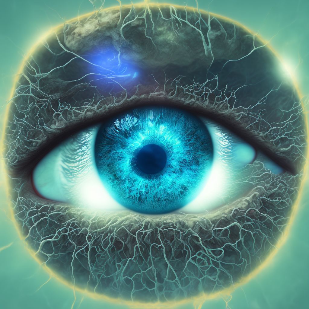 Recurrent erosion of cornea, left eye digital illustration