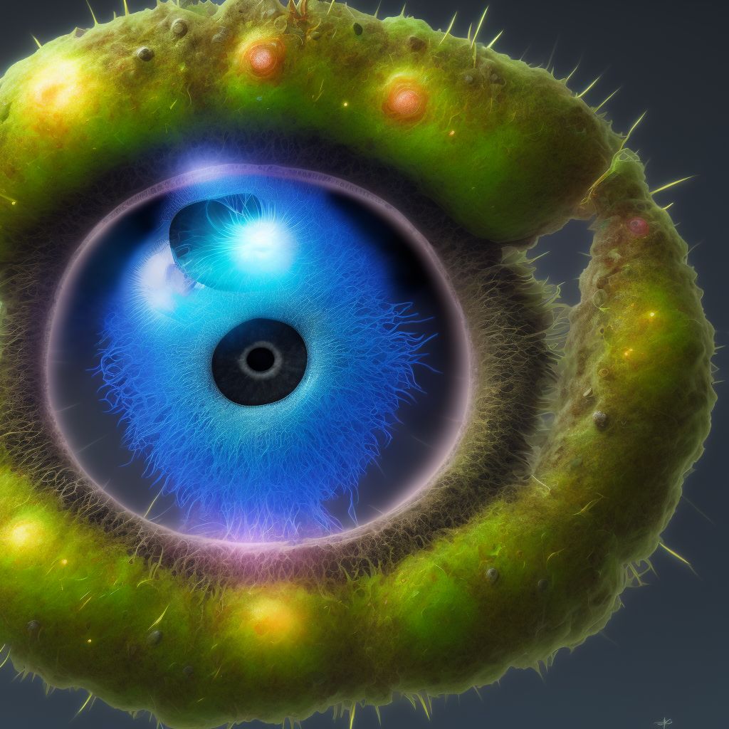 Degeneration of ciliary body, right eye digital illustration