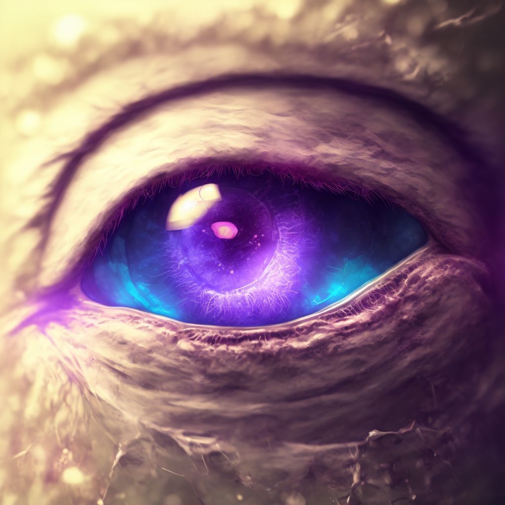 Degeneration of iris (pigmentary), right eye digital illustration