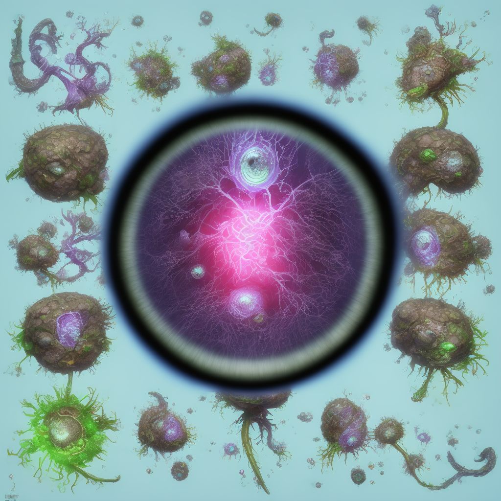 Degeneration of iris (pigmentary), left eye digital illustration