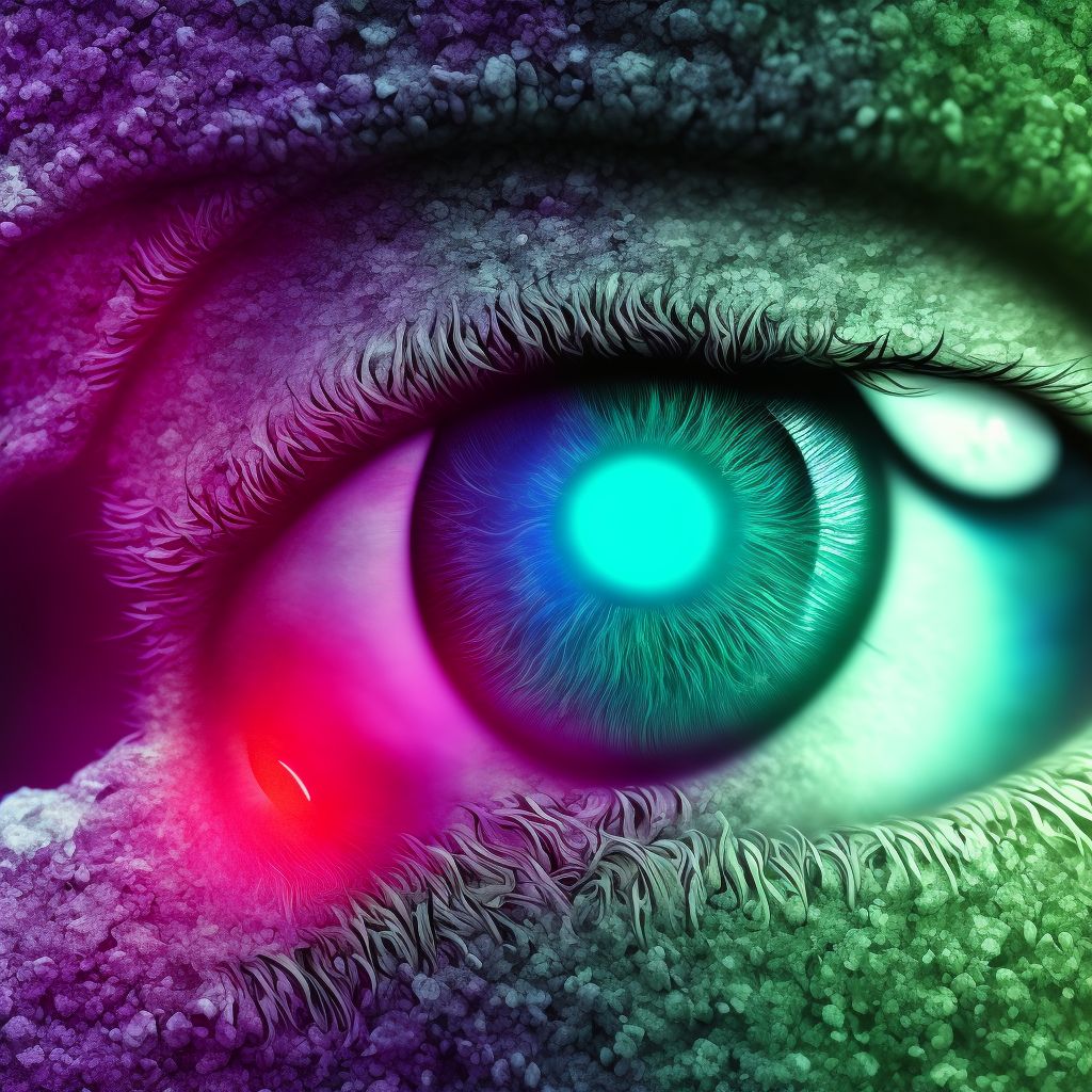 Degeneration of pupillary margin, left eye digital illustration