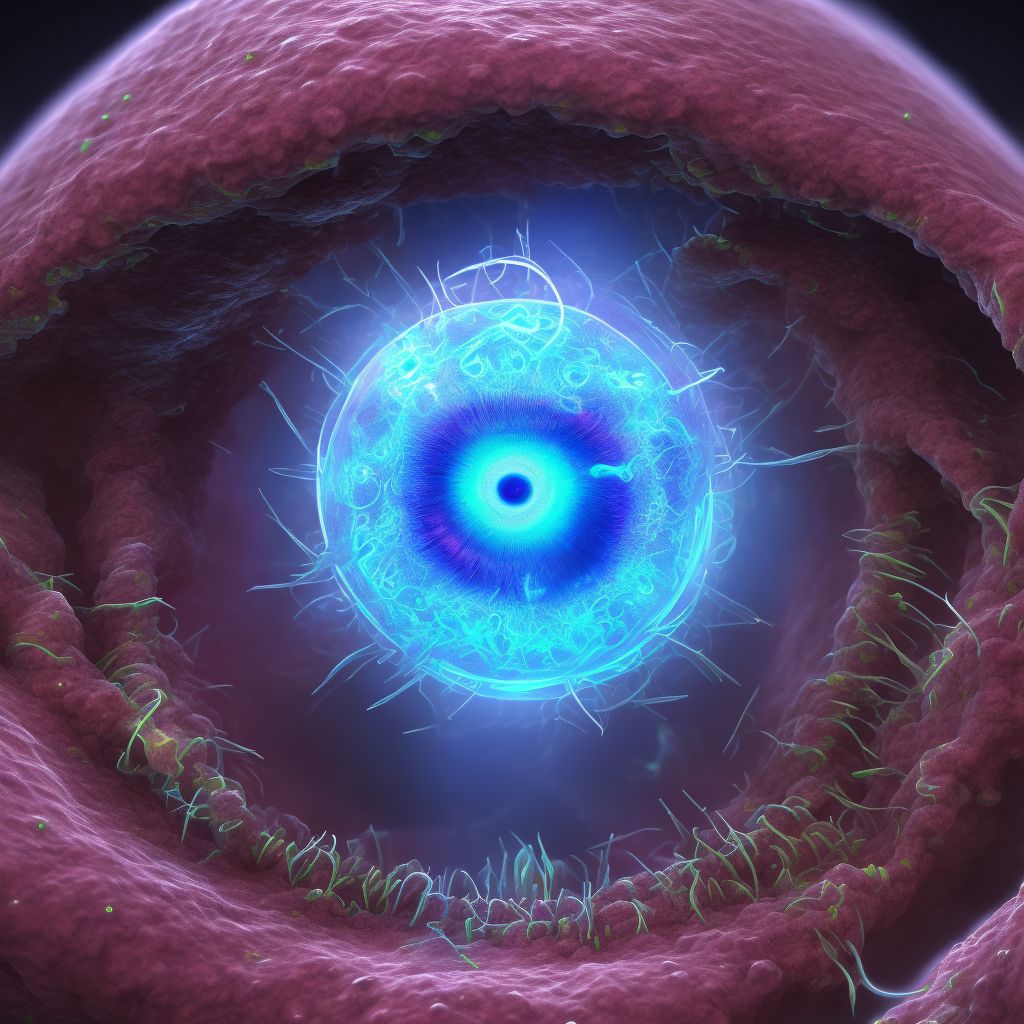 Miotic pupillary cyst, left eye digital illustration