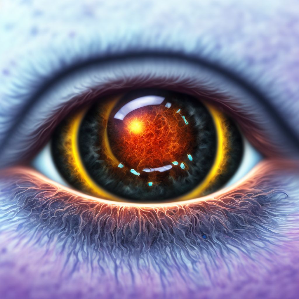 Idiopathic cysts of iris, ciliary body or anterior chamber, left eye digital illustration