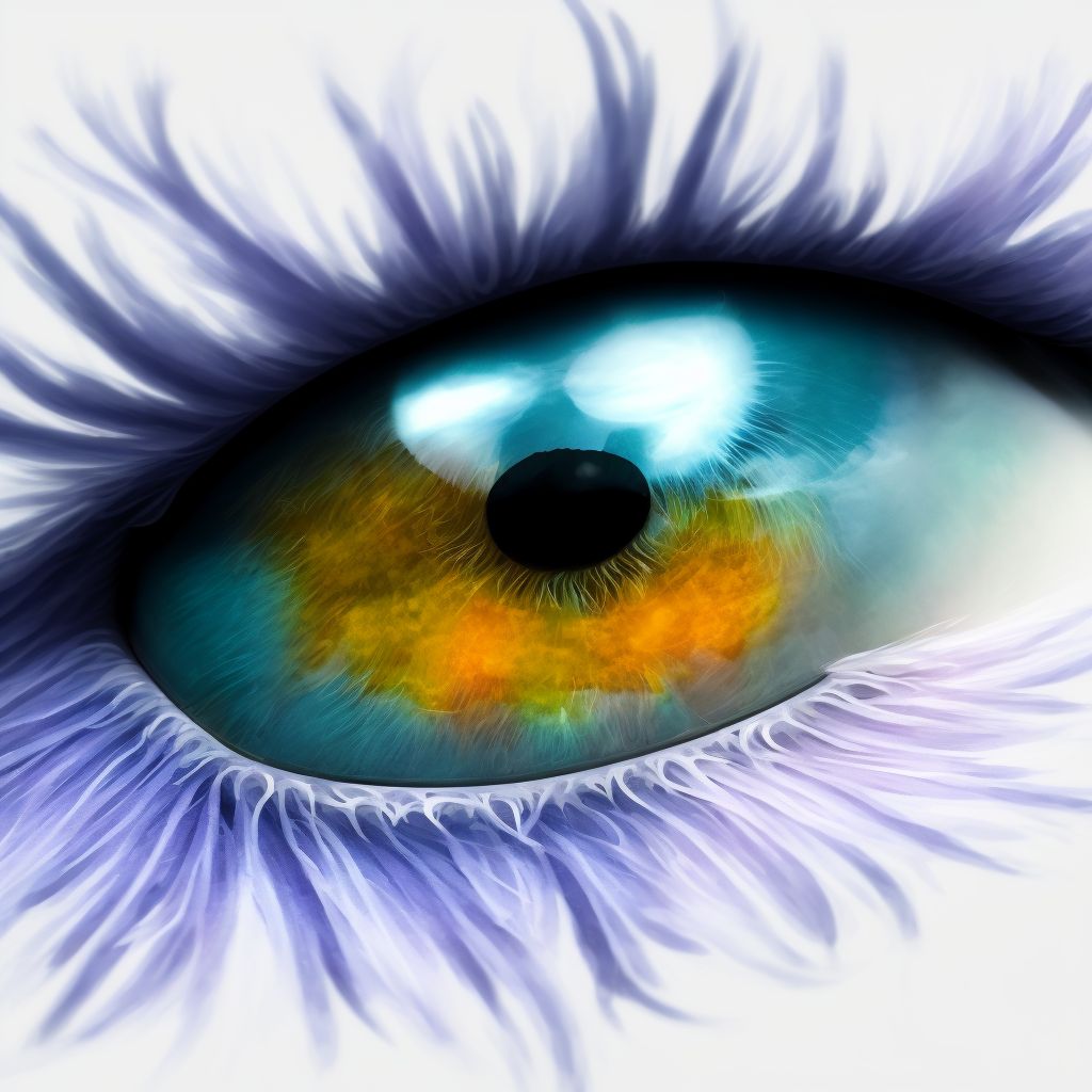 Unspecified adhesions of iris, left eye digital illustration