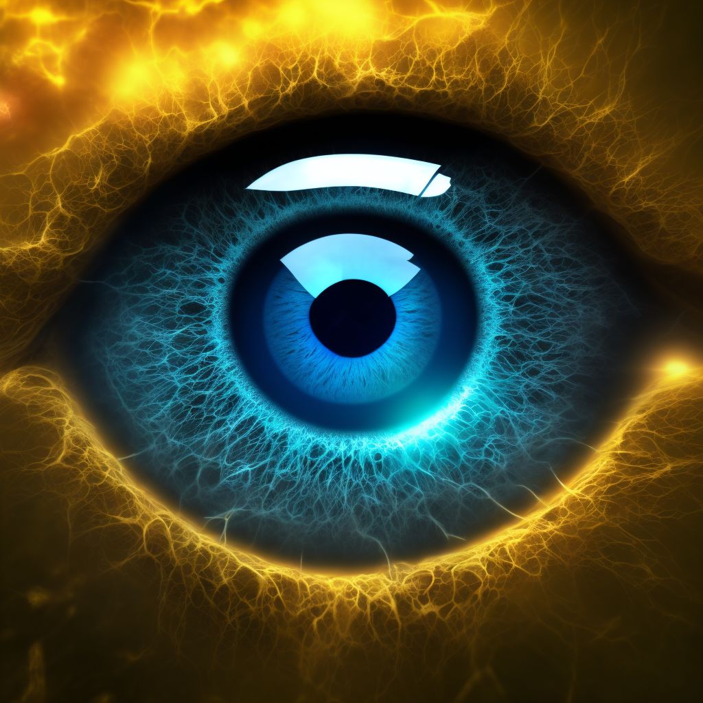 Cortical age-related cataract, right eye digital illustration