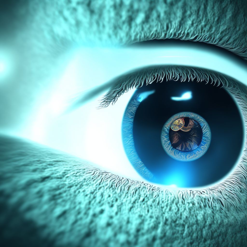 Age-related nuclear cataract, right eye digital illustration