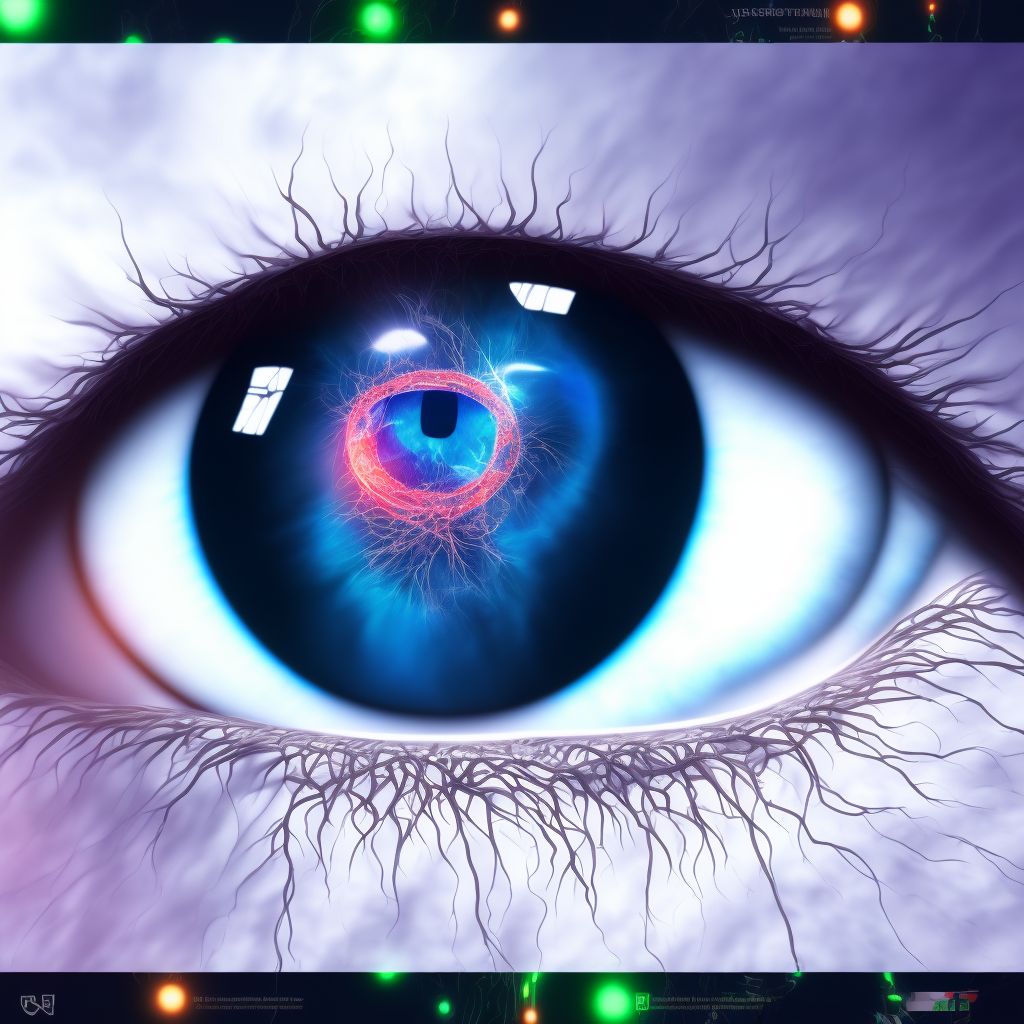 Unspecified traumatic cataract, right eye digital illustration