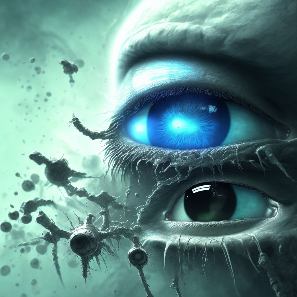 Total traumatic cataract, right eye digital illustration