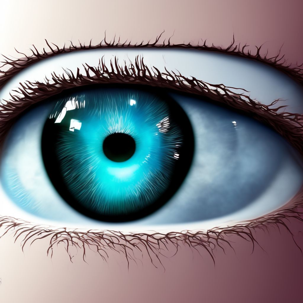 Total traumatic cataract, left eye digital illustration