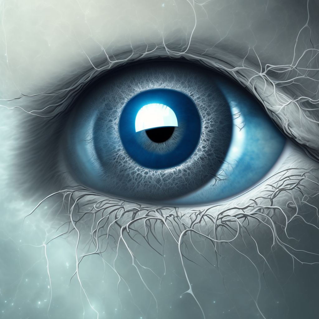 Cataract with neovascularization, right eye digital illustration