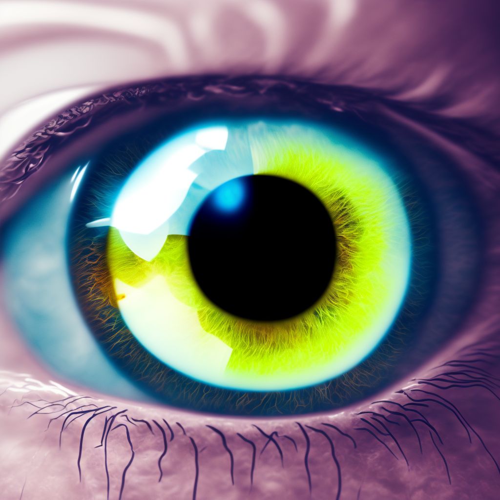 Drug-induced cataract, left eye digital illustration