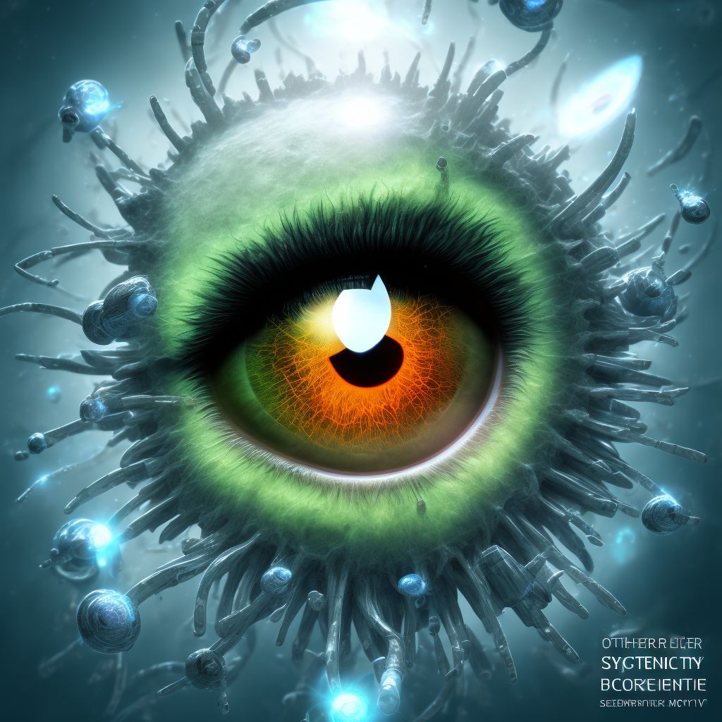 Other secondary cataract, right eye digital illustration