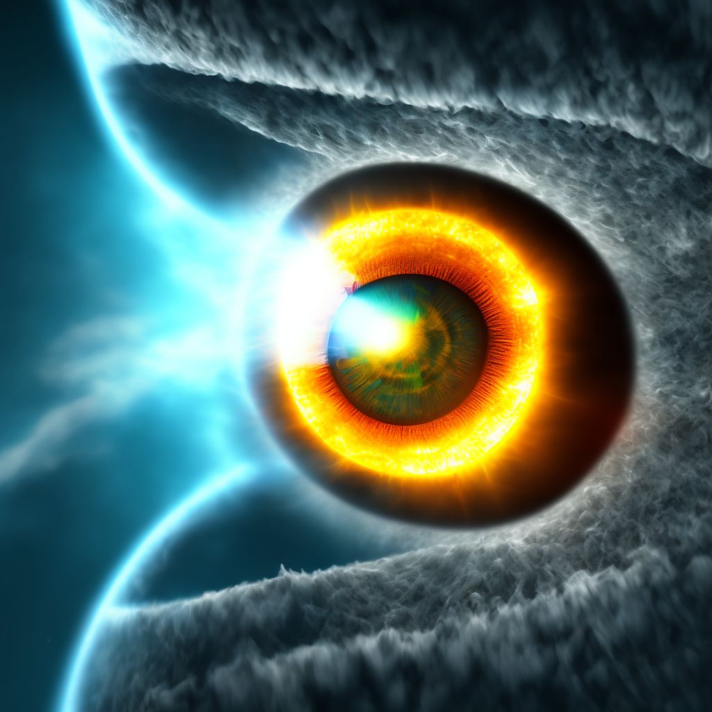 Solar retinopathy, left eye digital illustration