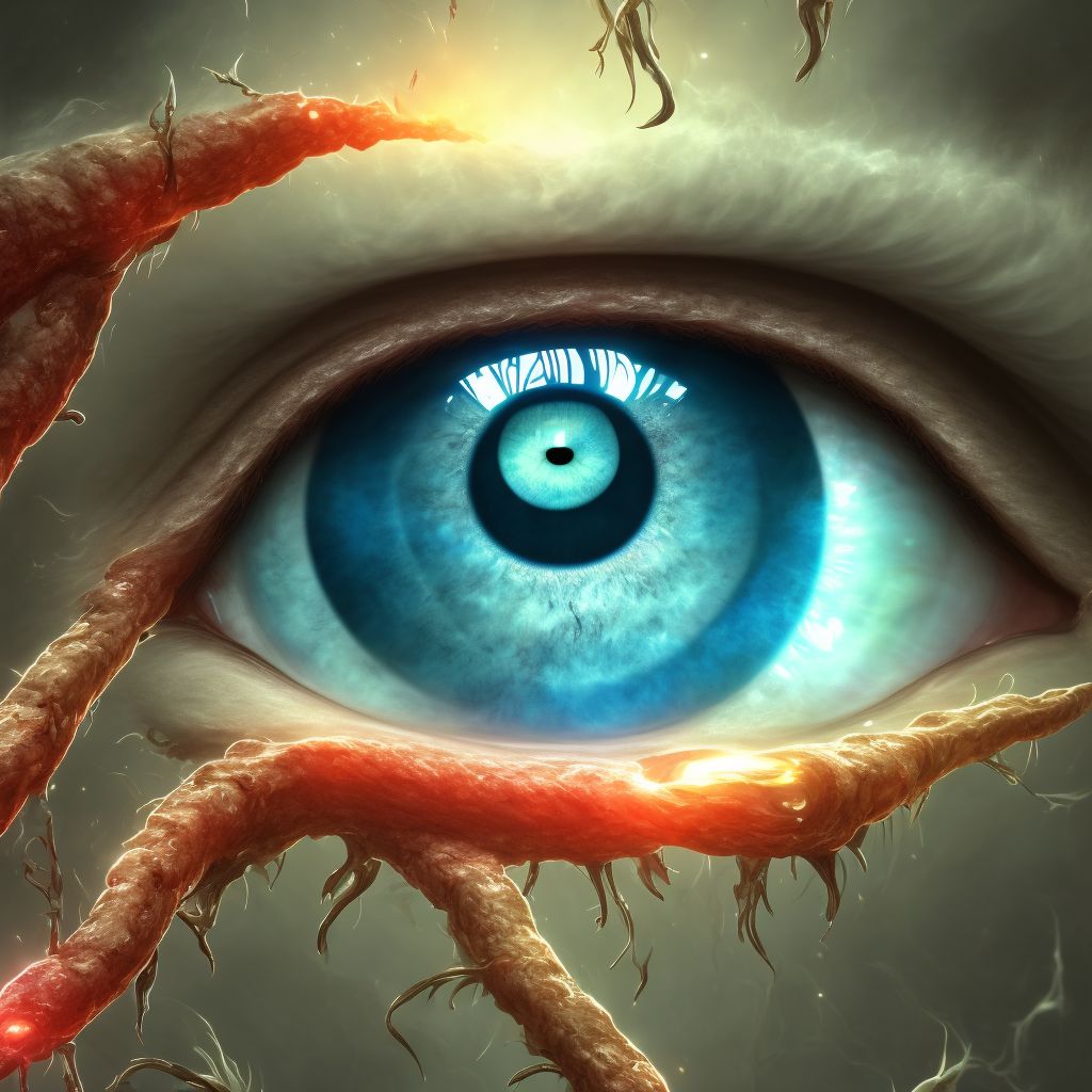 Expulsive choroidal hemorrhage, left eye digital illustration