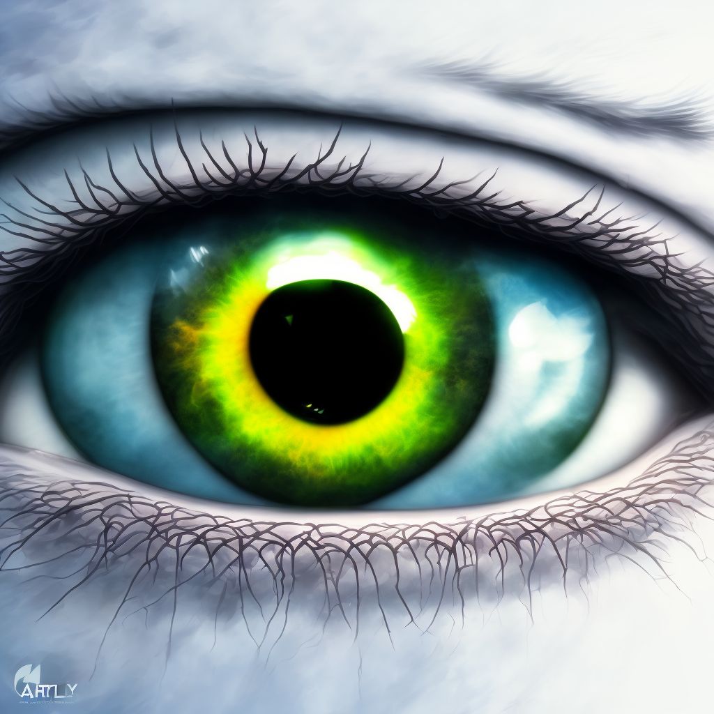 Choroidal rupture, left eye digital illustration