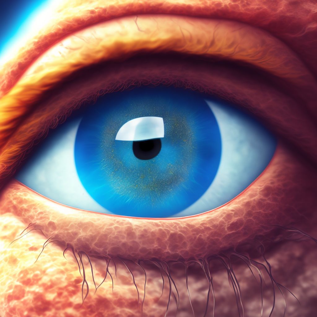 Retinal detachment with single break, right eye digital illustration