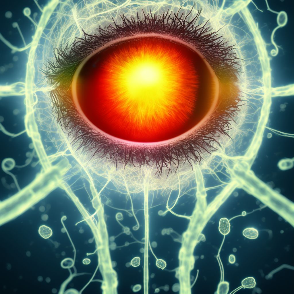 Retinal detachment with single break, left eye digital illustration