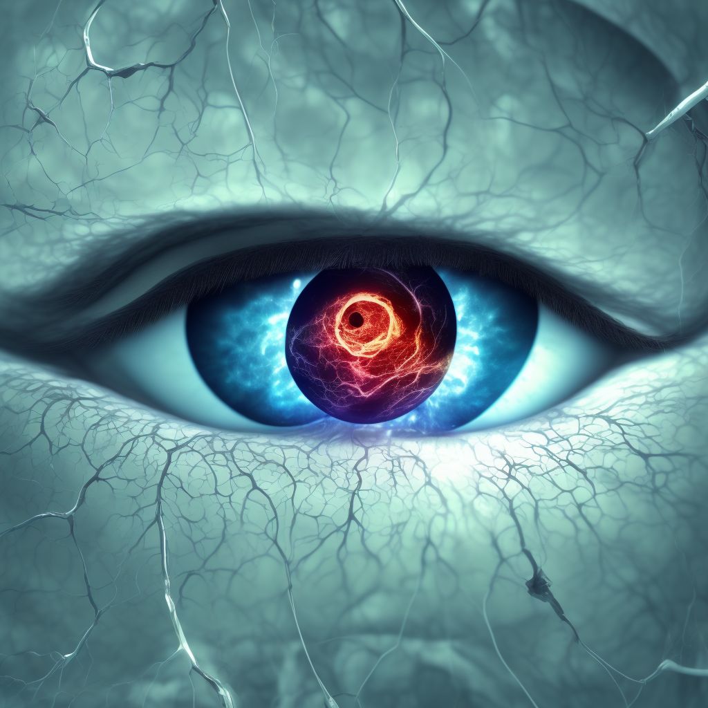 Retinal detachment with giant retinal tear, right eye digital illustration