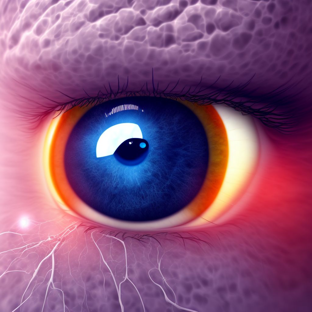 Retinal detachment with retinal dialysis, right eye digital illustration