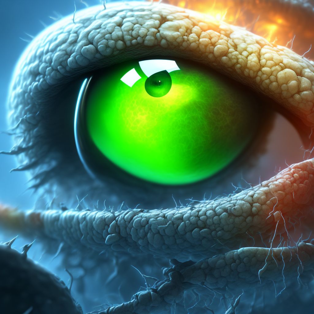 Parasitic cyst of retina, left eye digital illustration