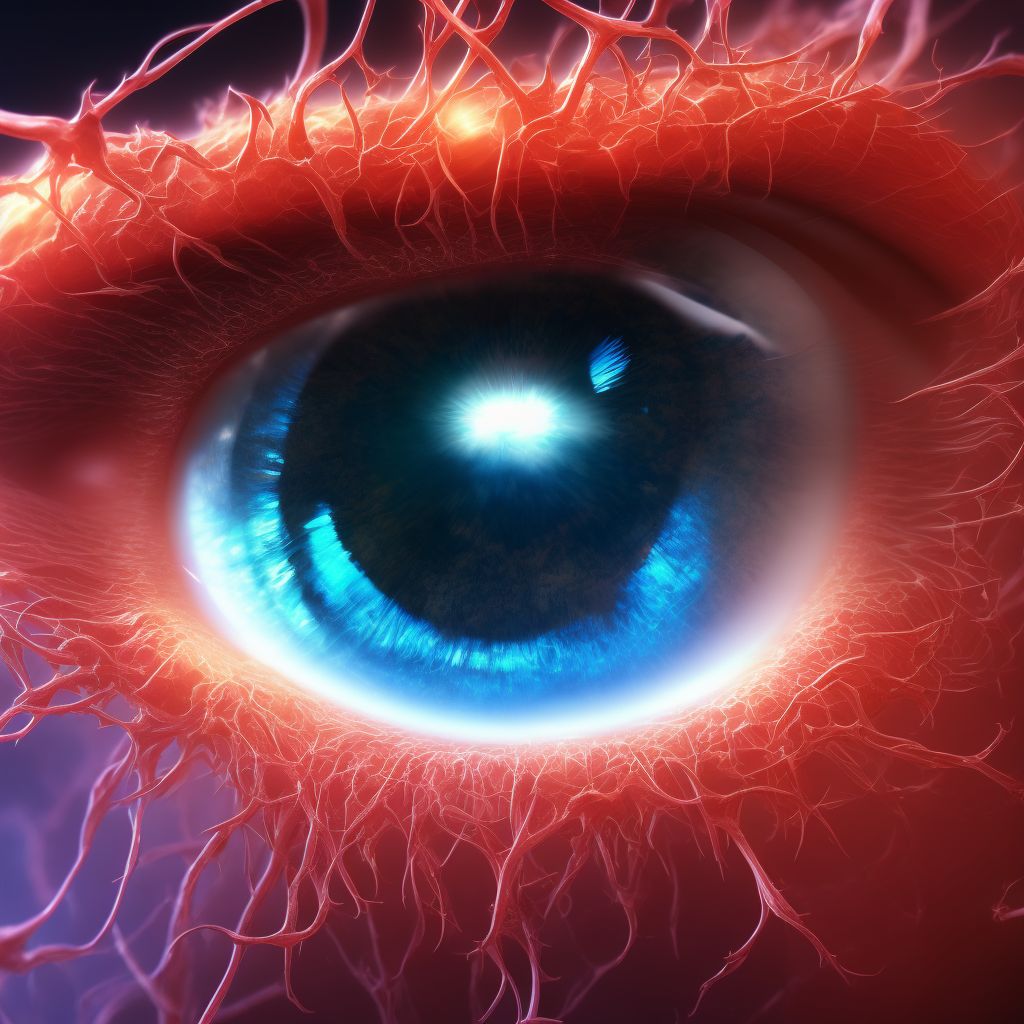 Retinal artery branch occlusion, left eye digital illustration