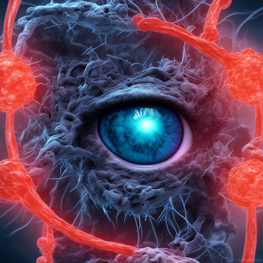 Central retinal vein occlusion, right eye, with retinal neovascularization digital illustration