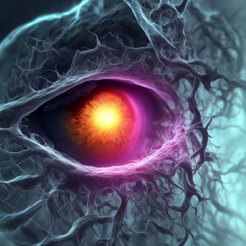 Central retinal vein occlusion, left eye, with retinal neovascularization digital illustration