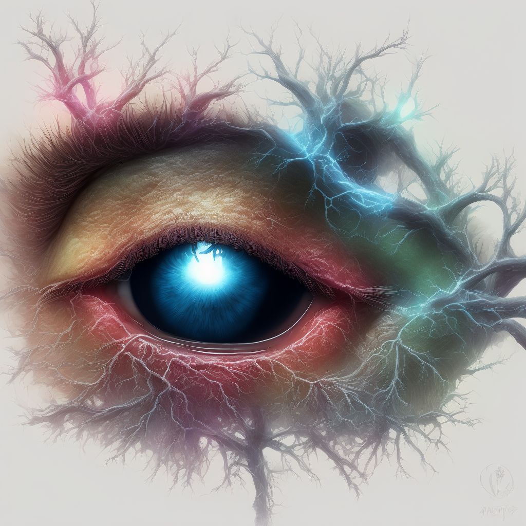 Tributary (branch) retinal vein occlusion, right eye digital illustration