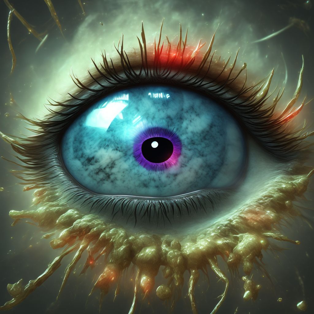 Retinal hemorrhage, left eye digital illustration