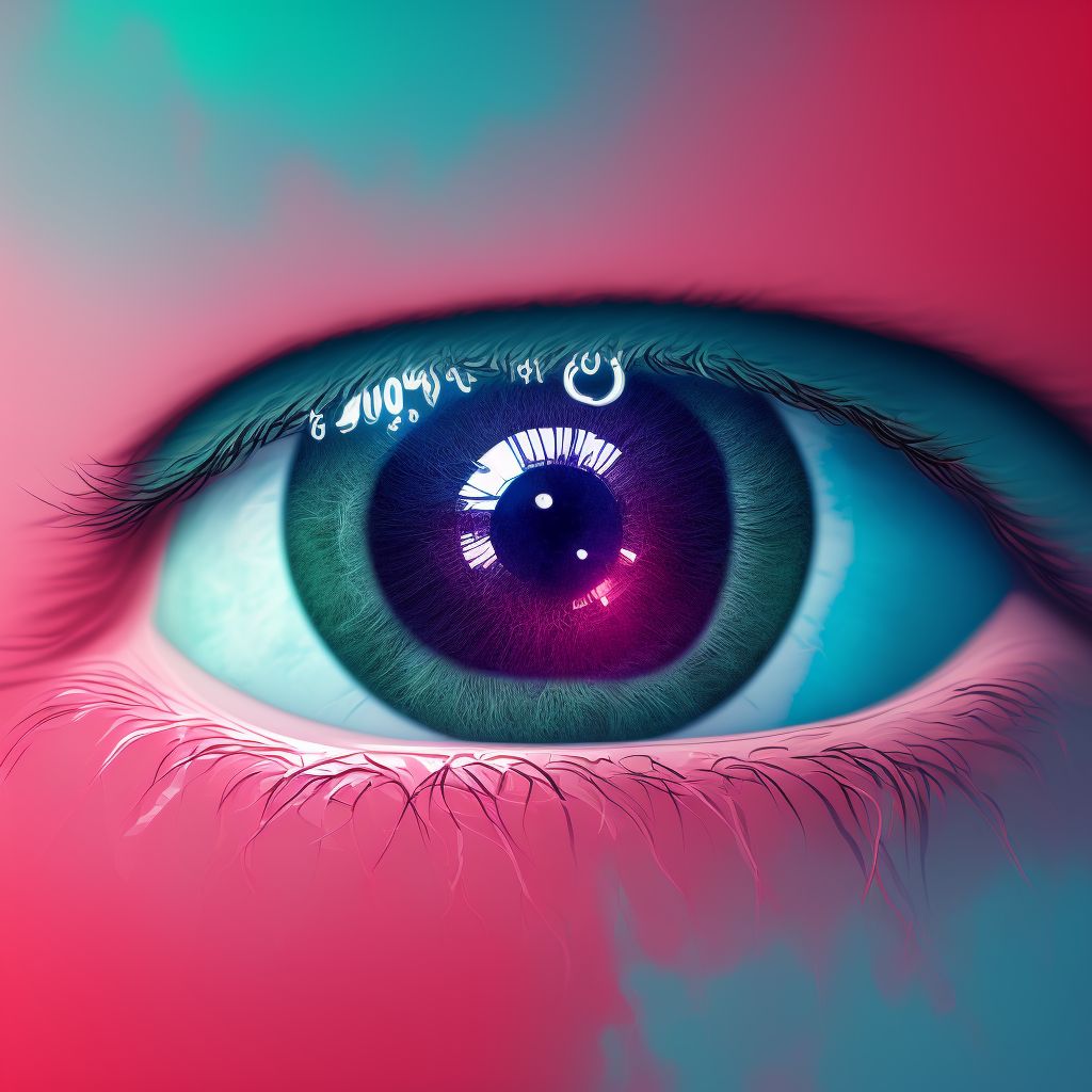 Low-tension glaucoma, right eye, severe stage digital illustration