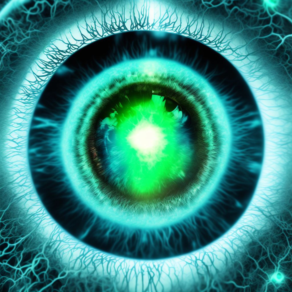 Low-tension glaucoma, right eye, indeterminate stage digital illustration