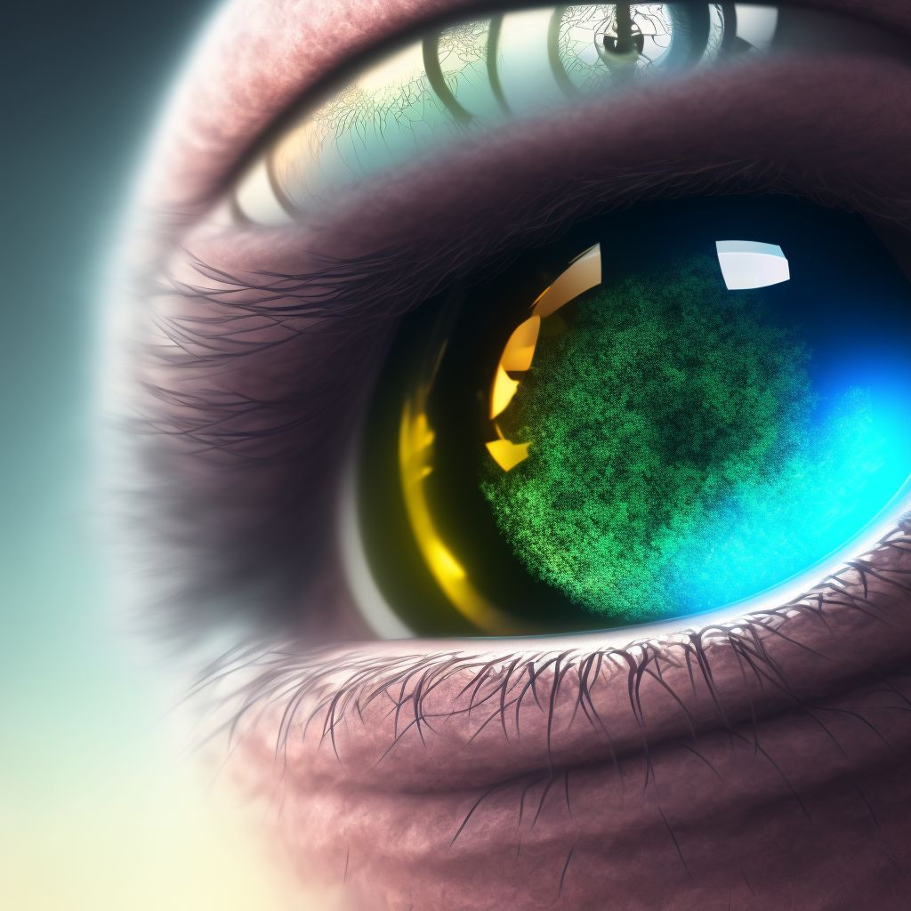 Capsular glaucoma with pseudoexfoliation of lens, left eye, mild stage digital illustration