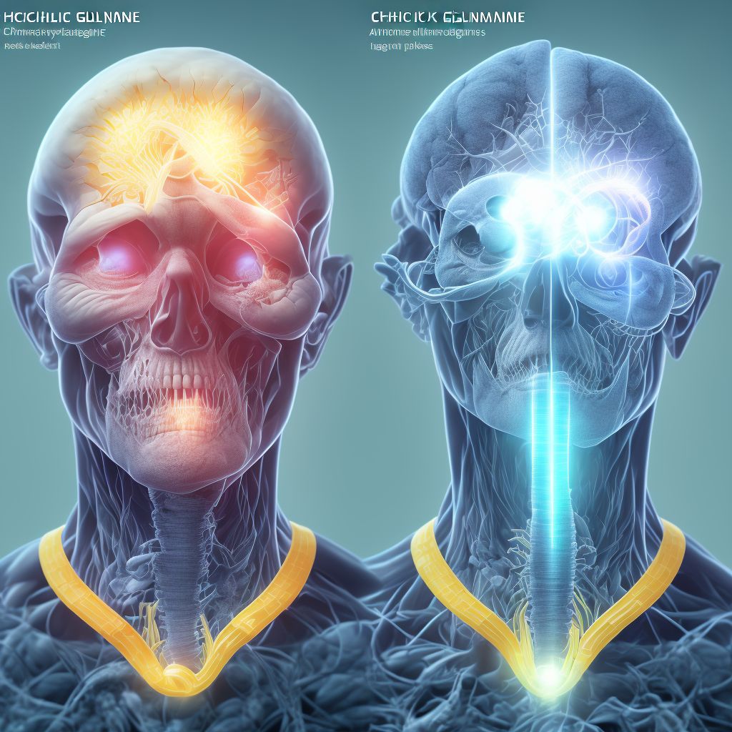 Chronic angle-closure glaucoma, bilateral, indeterminate stage digital illustration