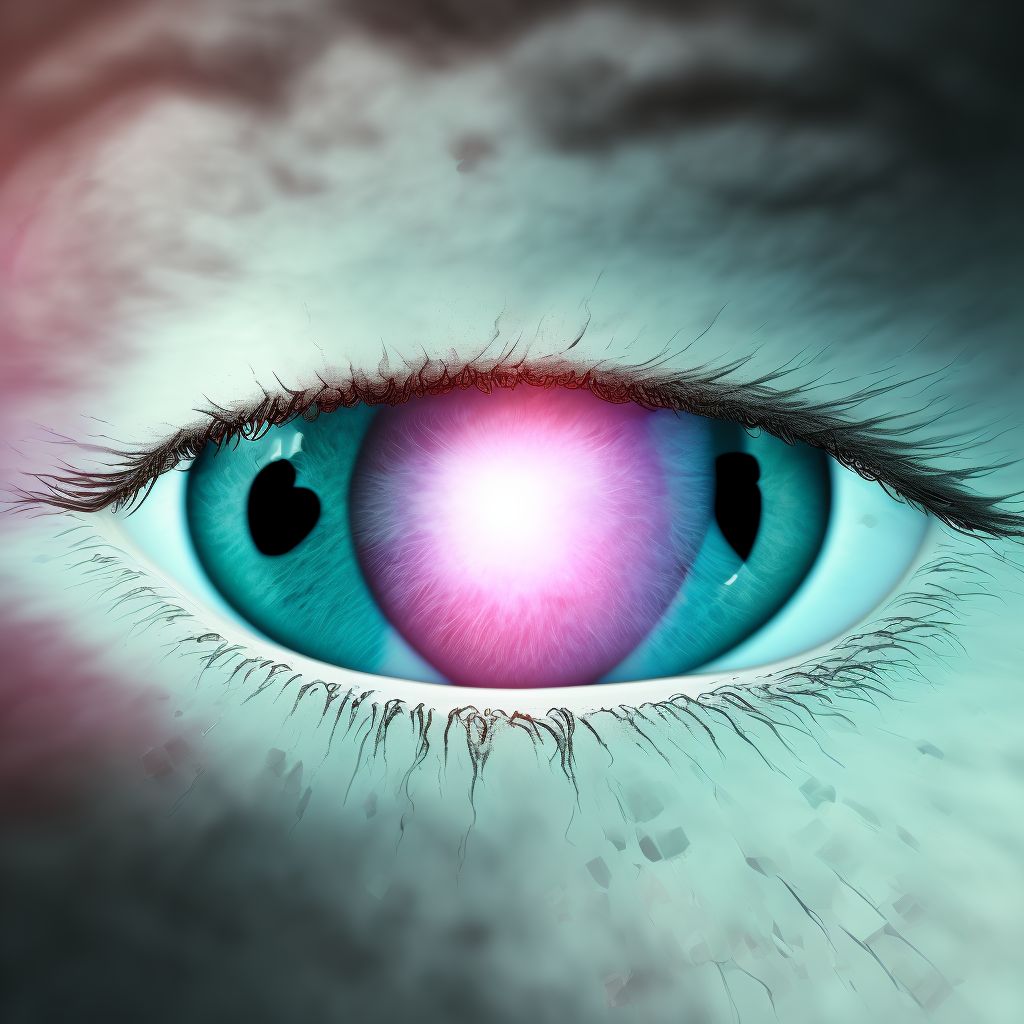 Residual stage of angle-closure glaucoma, right eye digital illustration