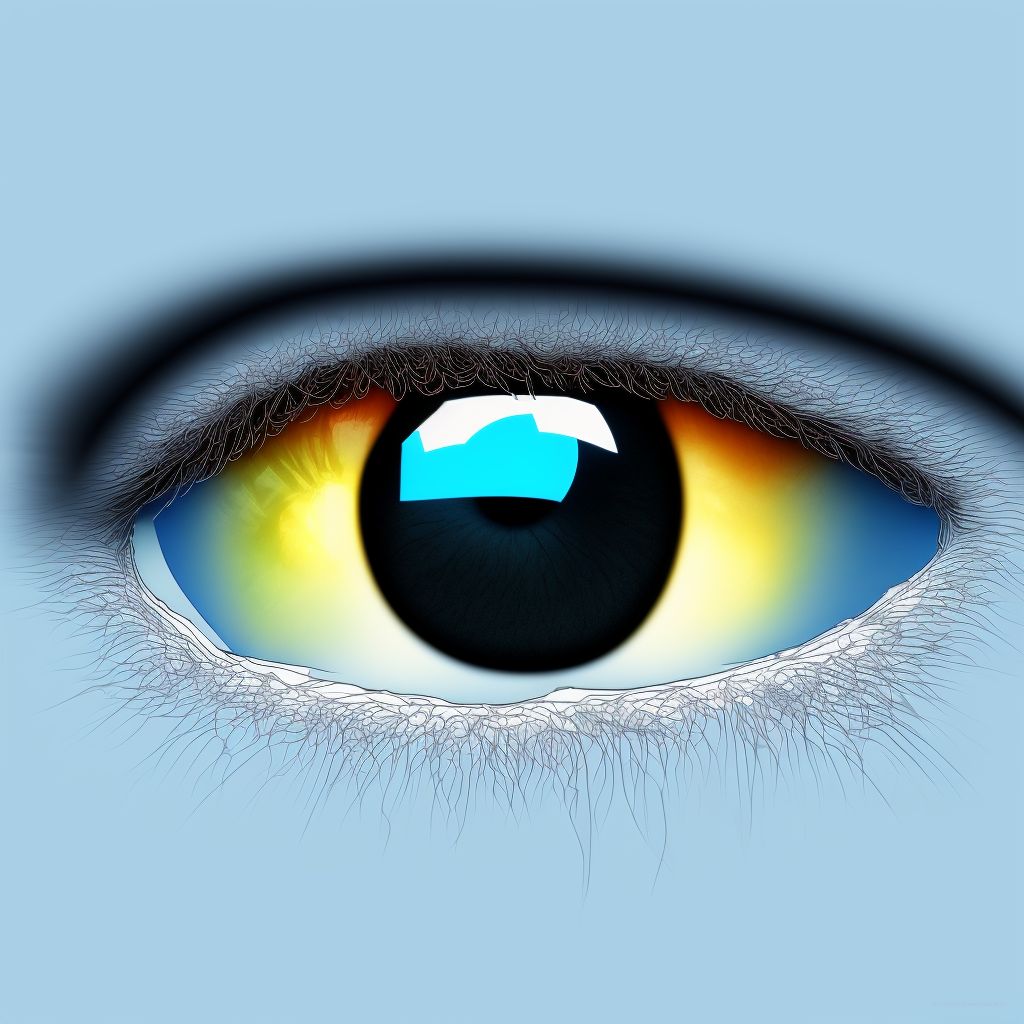 Residual stage of angle-closure glaucoma, left eye digital illustration